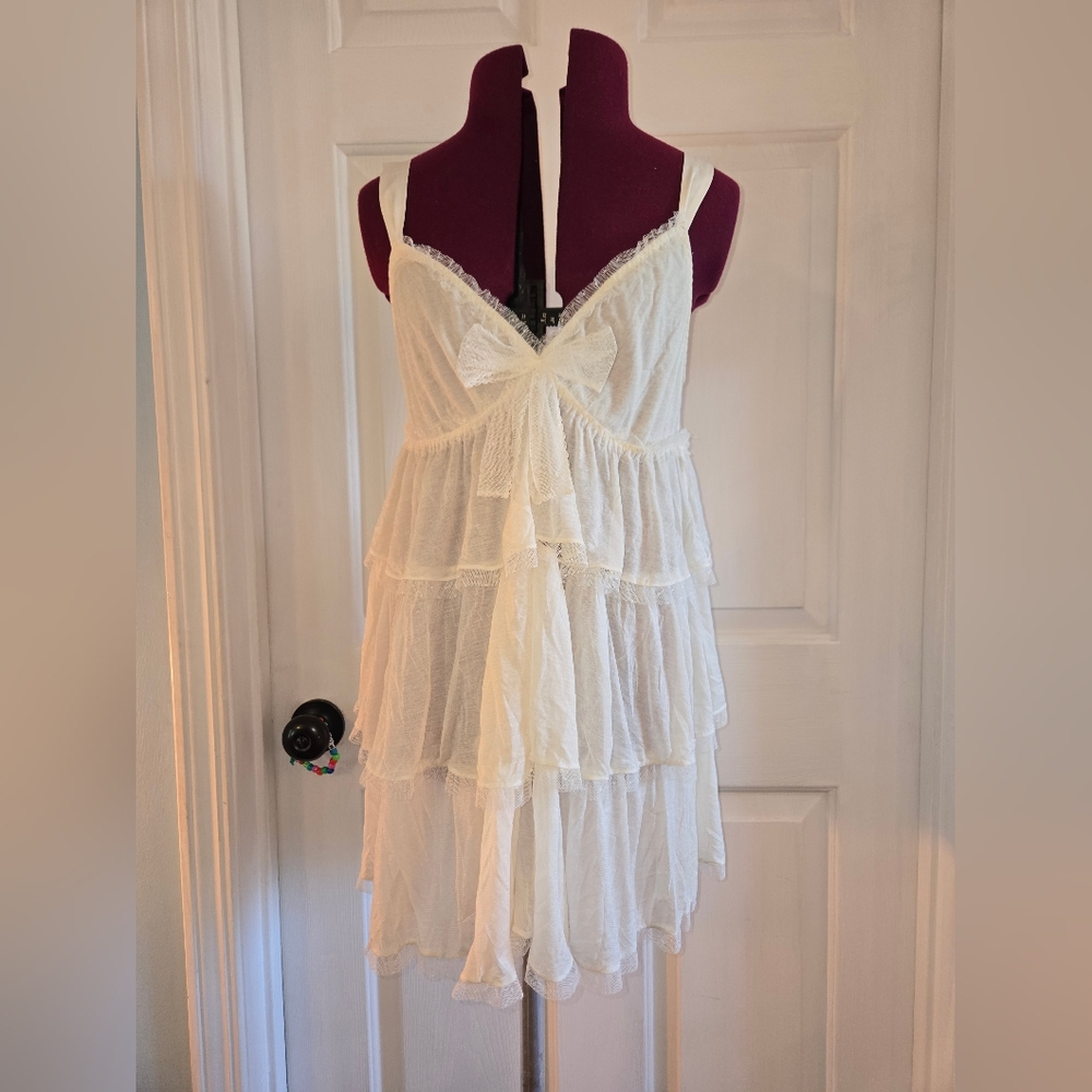 Victoria's Secret White Tiered Lace Chemise